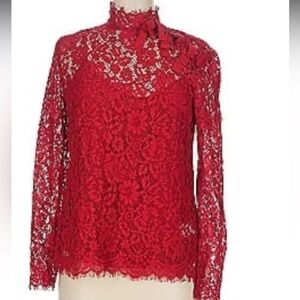 J. Crew Red Lace Women's Top